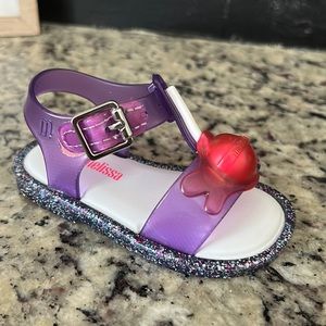 Baby girls 5 Mini Melissa Purple lollipop sandal- Velcro/adj buckle strap 🍭